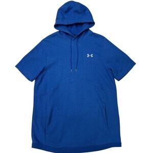 Under Armour Sweatshirt Hoodie Mens Medium Blue Muscle Short Sleeve Gym Workout